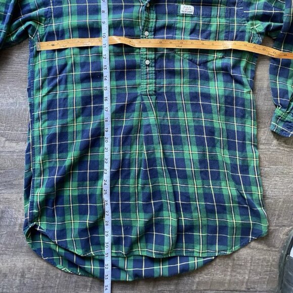 Vintage 90s Ralph Lauren Quater Button Down Green Plaid Cotton Flannel Small - Picture 5 of 5